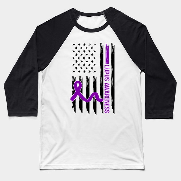 Lupus Awareness Flag Baseball T-Shirt by Geek-Down-Apparel